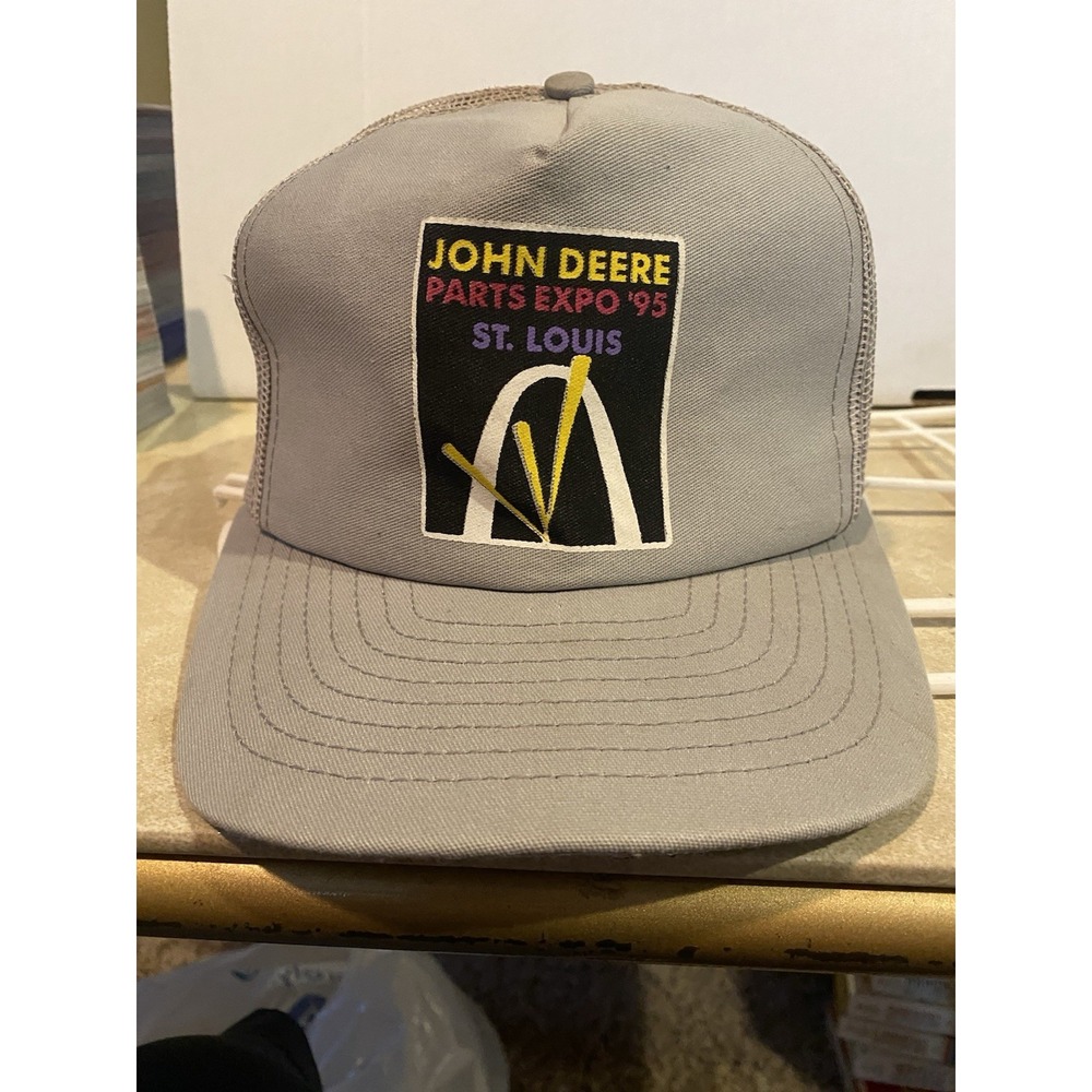 Vintage 1995 John Deere Parts Expo St. Louis Trucker Hat Gray Snapback‎ USA